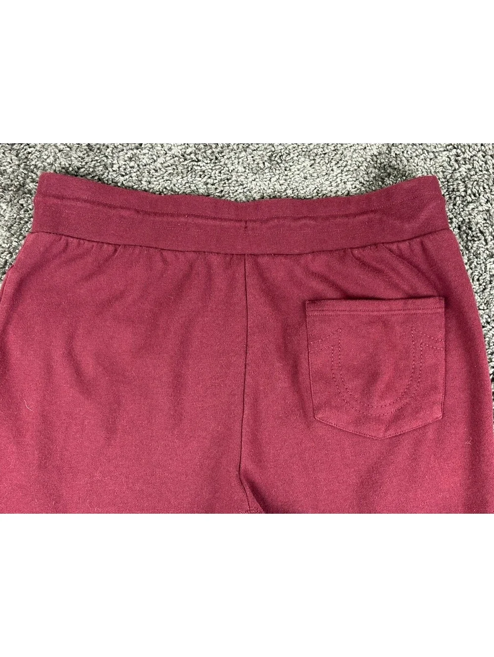 True Religion Core Jogger Sweatpants Mens L Burgundy Horseshoe Logo Lounge Pants